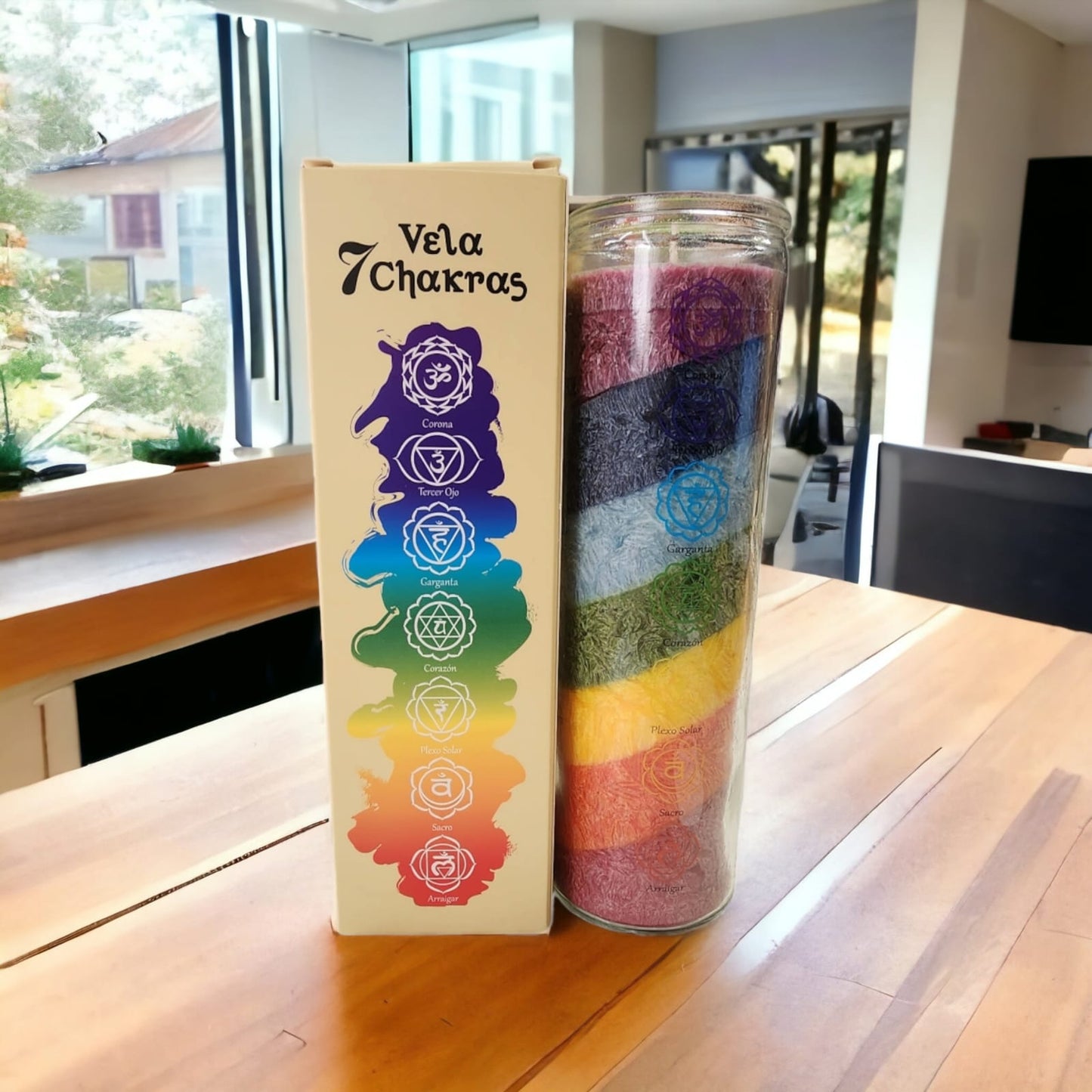 Velón 7 Chakras Aromatica Vidrio.