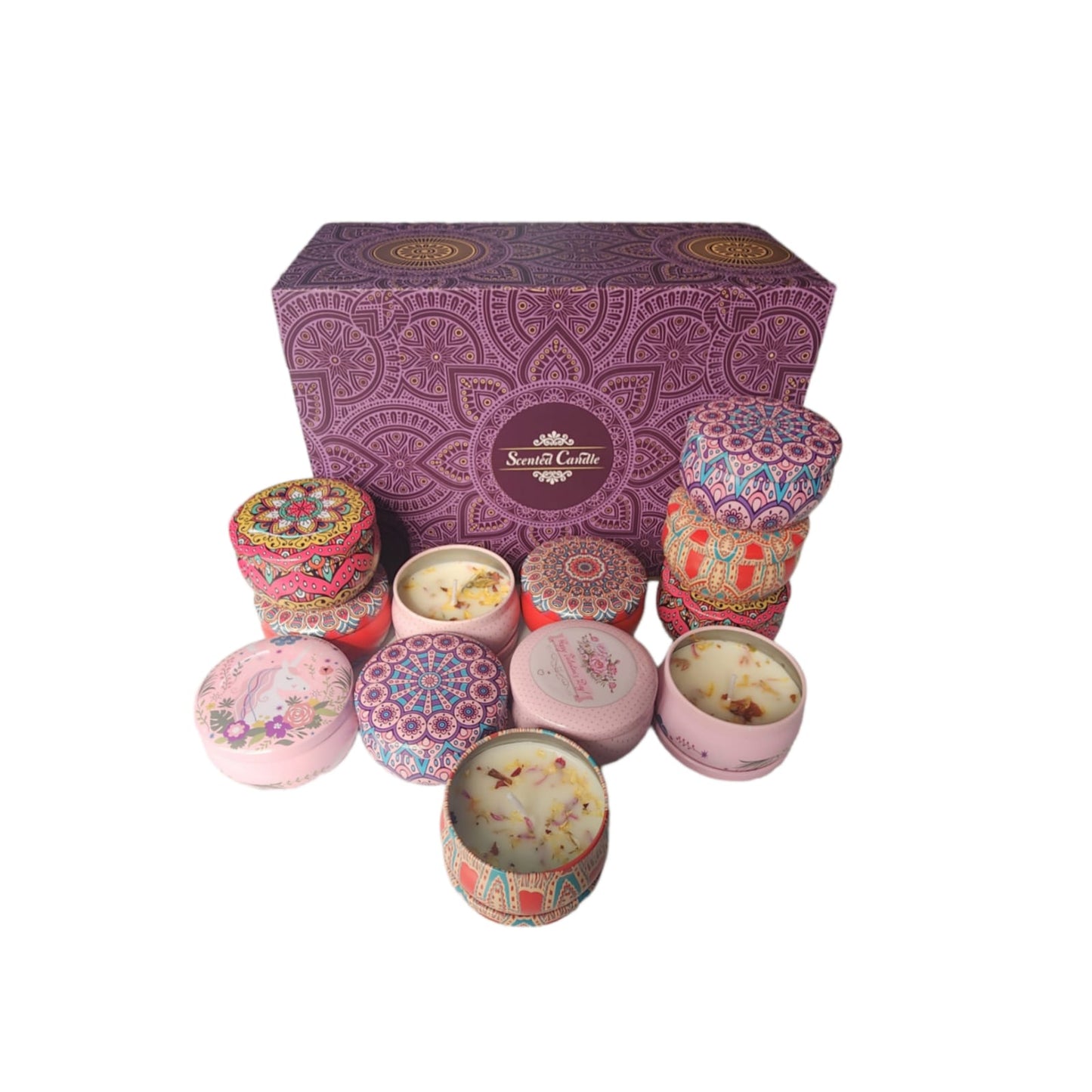 Velas Perfumadas Pack De 12 Con Flores Secas (1020)