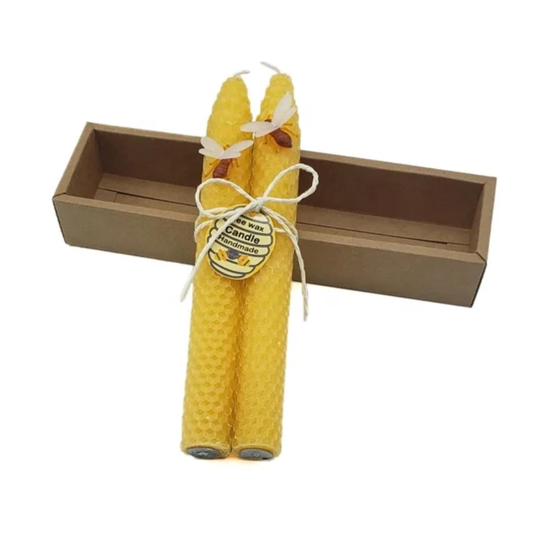 Pack 2 Velas Miel Efecto Panel X2 (20cm)