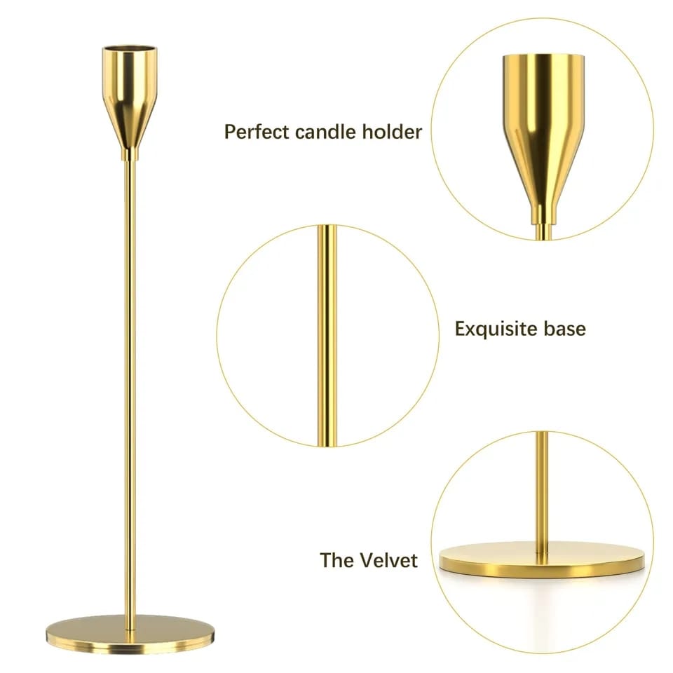 Set De 3 Candelabro Centro De Mesa Porta Vela- Oro