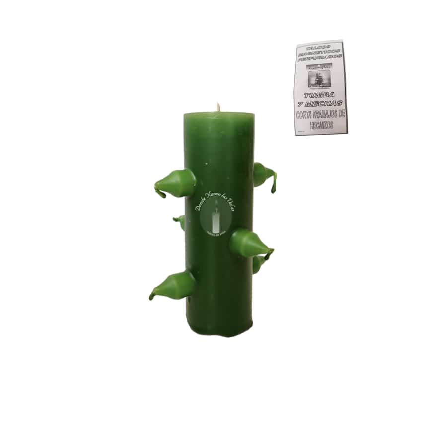Velas 7 Mechas Incluye Talco Magnético Perfumado Verde