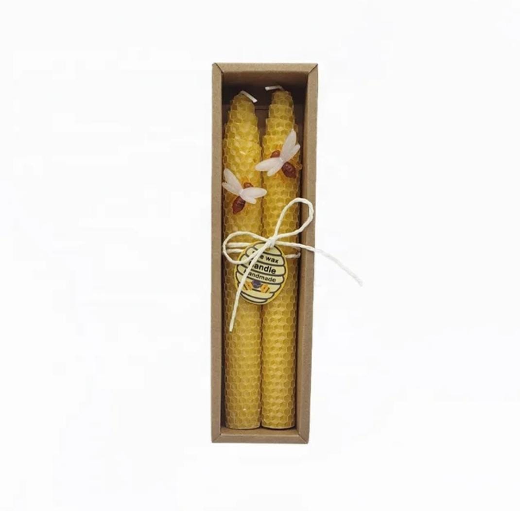 Pack 2 Velas Miel Efecto Panel X2 (20cm)