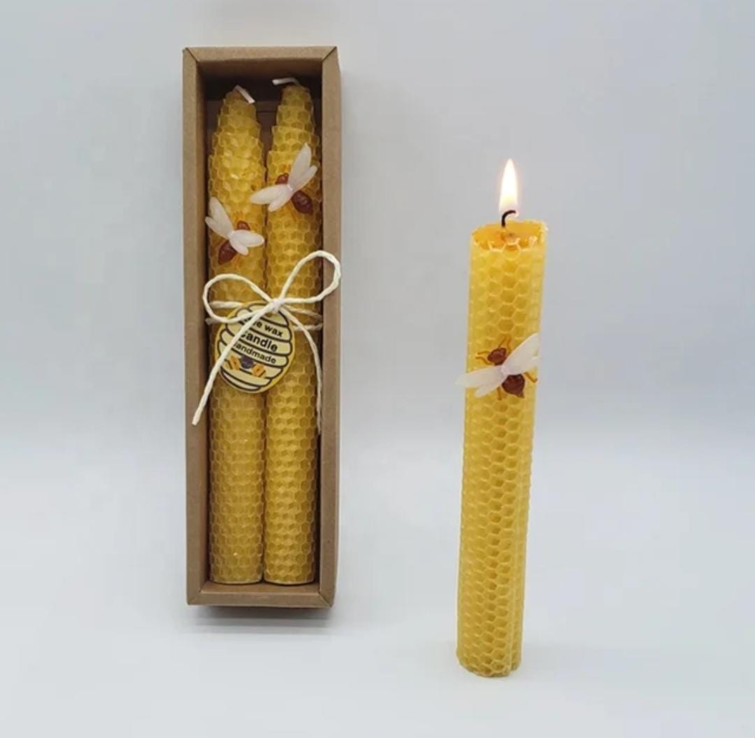 Pack 2 Velas Miel Efecto Panel X2 (20cm)