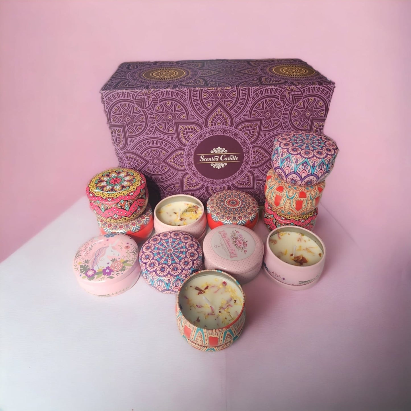 Velas Perfumadas Pack De 12 Con Flores Secas (1020)