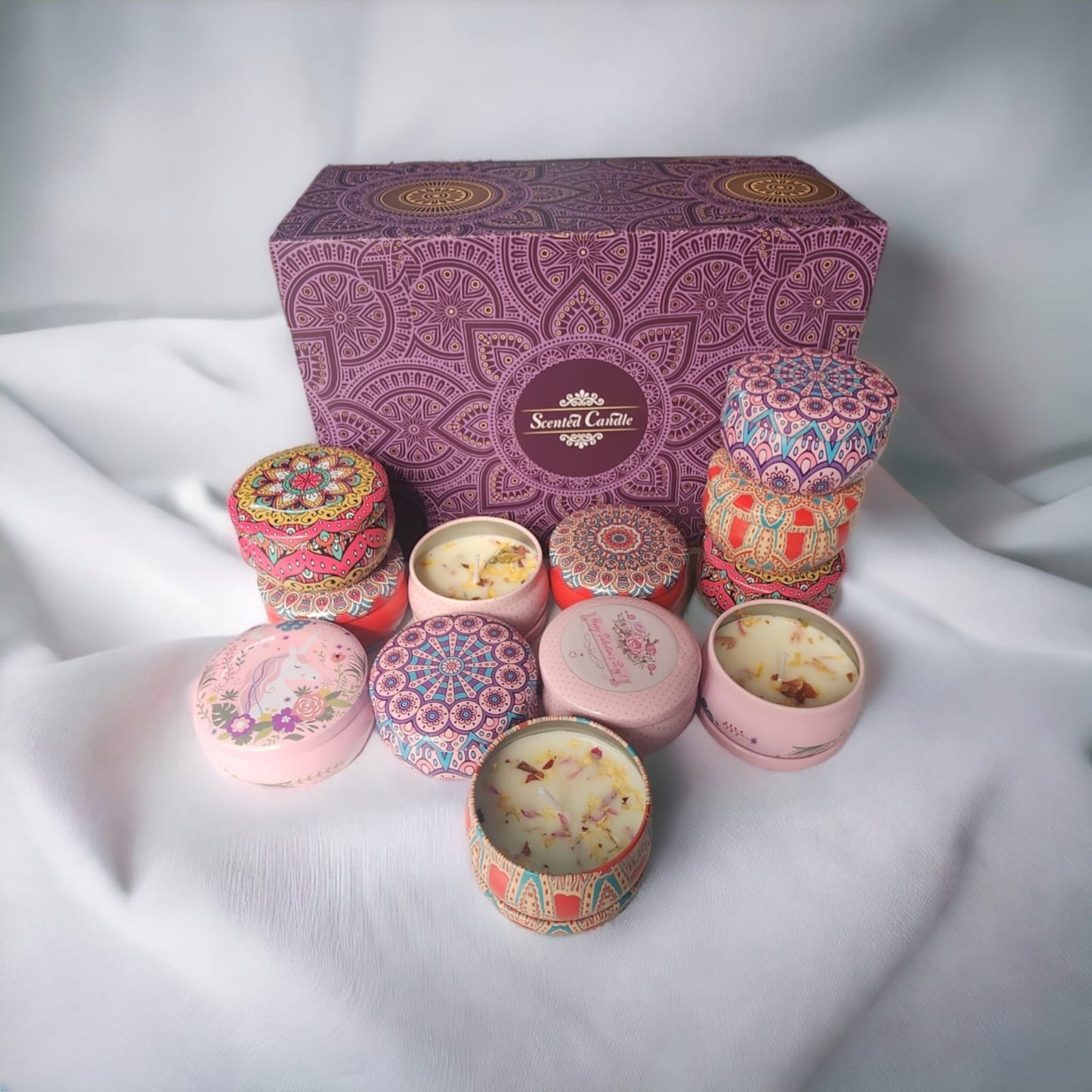 Velas Perfumadas Pack De 12 Con Flores Secas (1020)