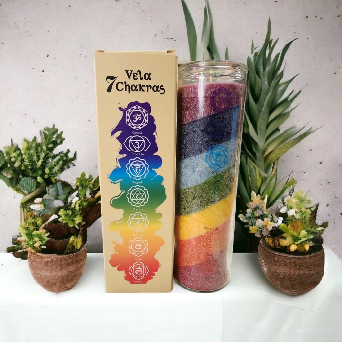 Velón 7 Chakras Aromatica Vidrio.