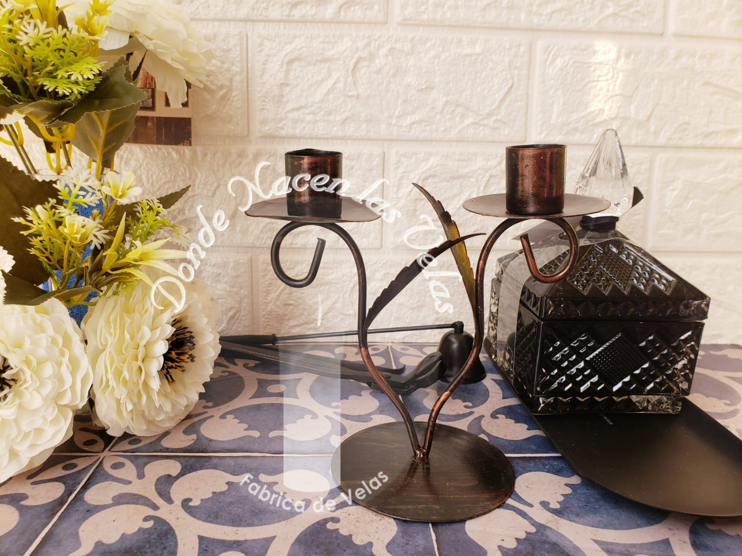 Porta Vela Metal Doble