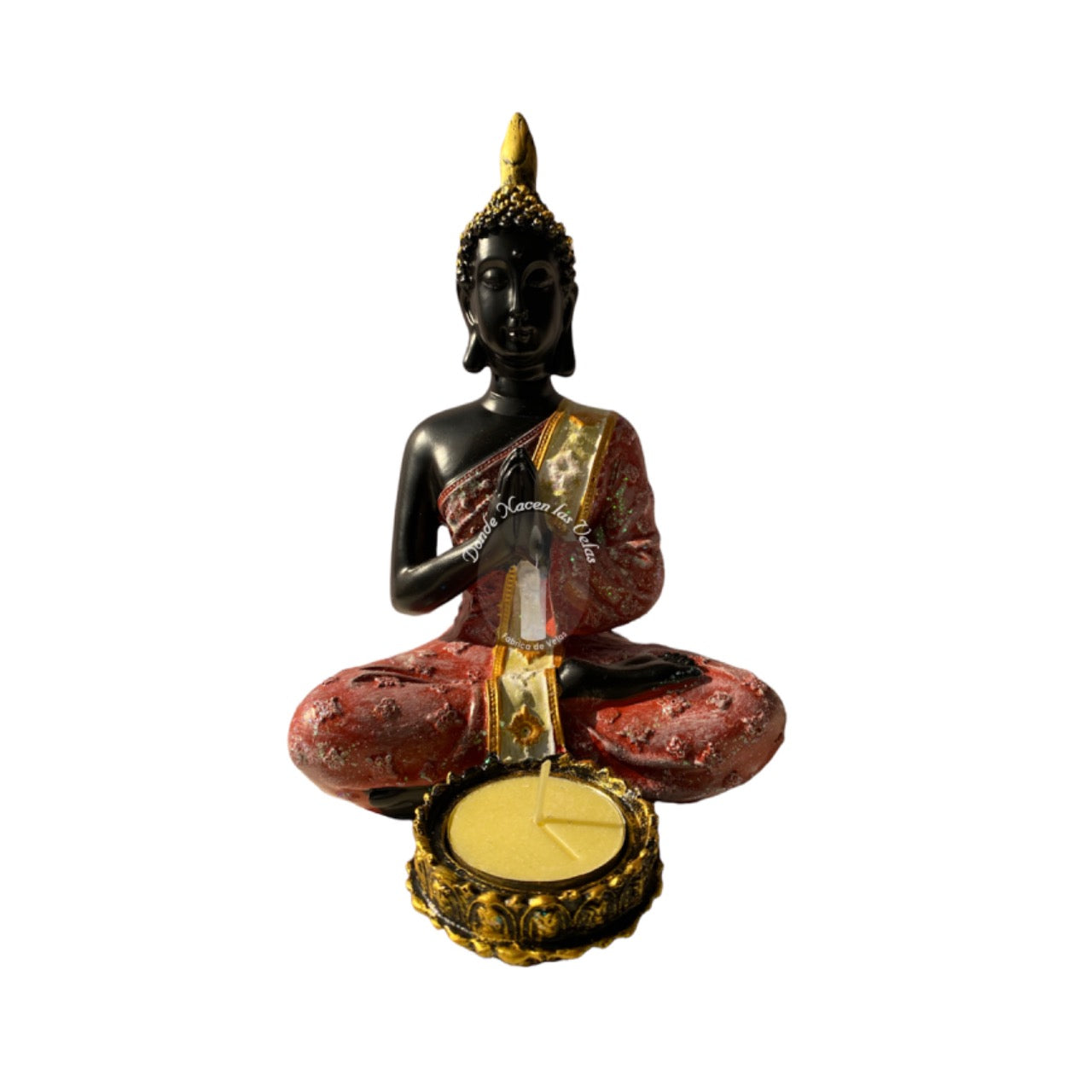 Porta Vela Buda Negro Rosado