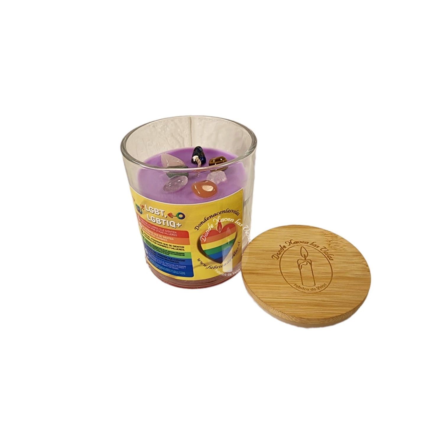 Vela Aromática Lgbtiq+ Con Cuarzos