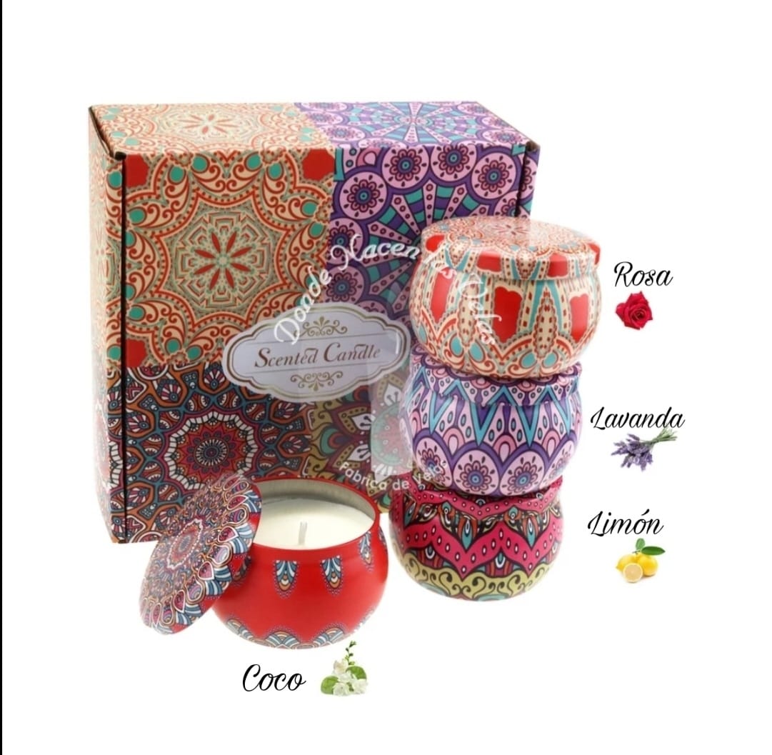 Velas Perfumadas Pack De 4 Con Flores Secas (m3)