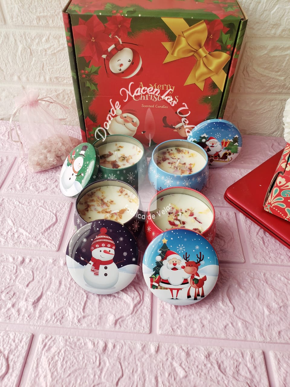 Velas Perfumadas Pack De 4, Navidad Con Flores Secas (m24)