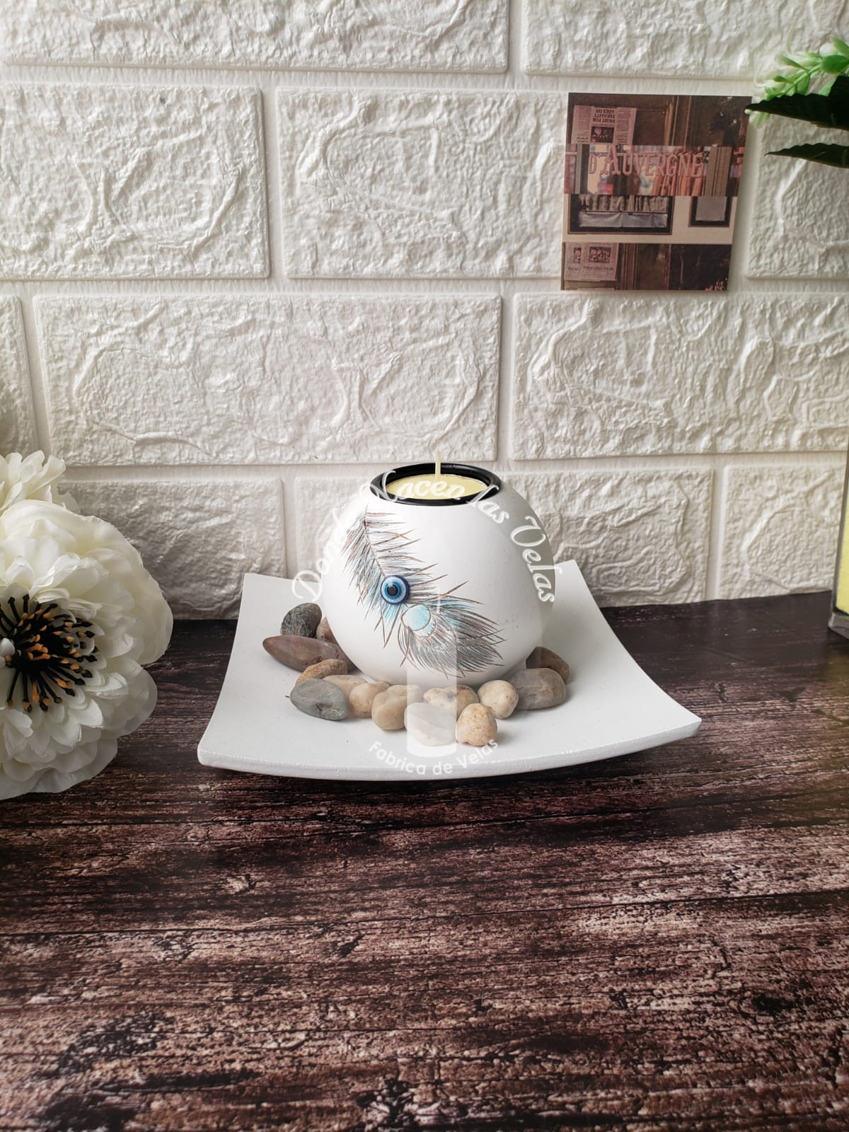 Porta Vela Set 3 Piezas Blanco
