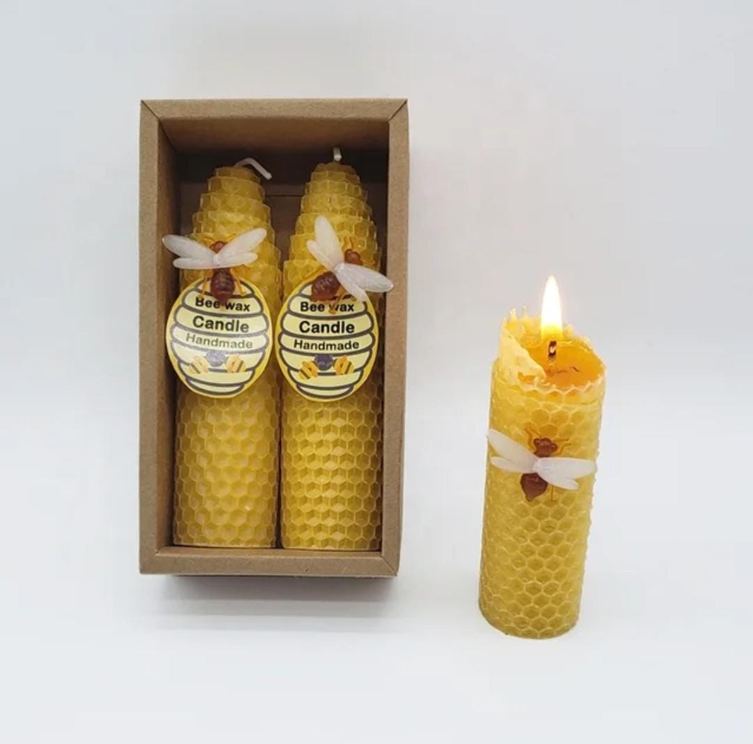 Pack 2 Velas Miel Efecto Panel X2 (11cm)