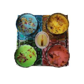 Velas Perfumadas Pack De 4 Con Flores Secas (1021)