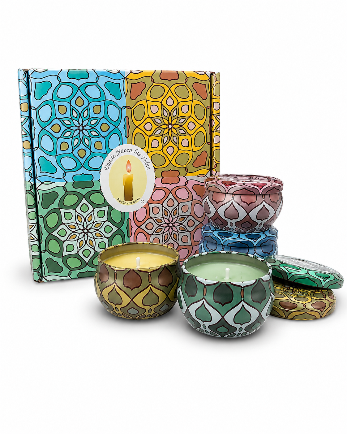 Velas Perfumadas Pack De 4 Con Flores Secas (1021)