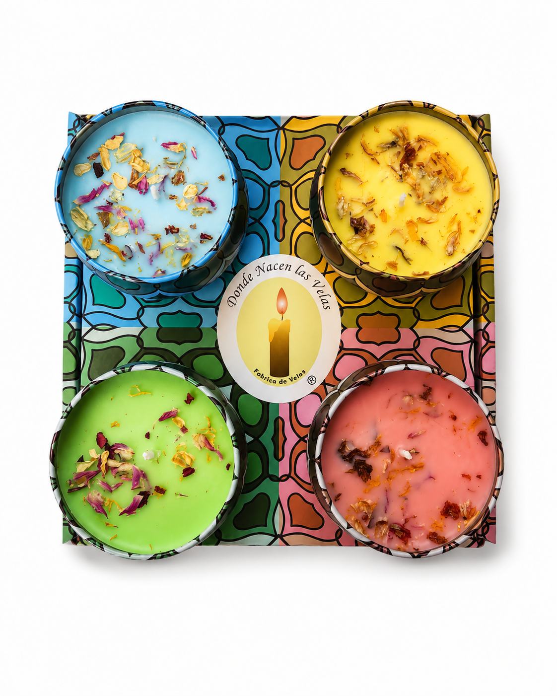 Velas Perfumadas Pack De 4 Con Flores Secas (1021)