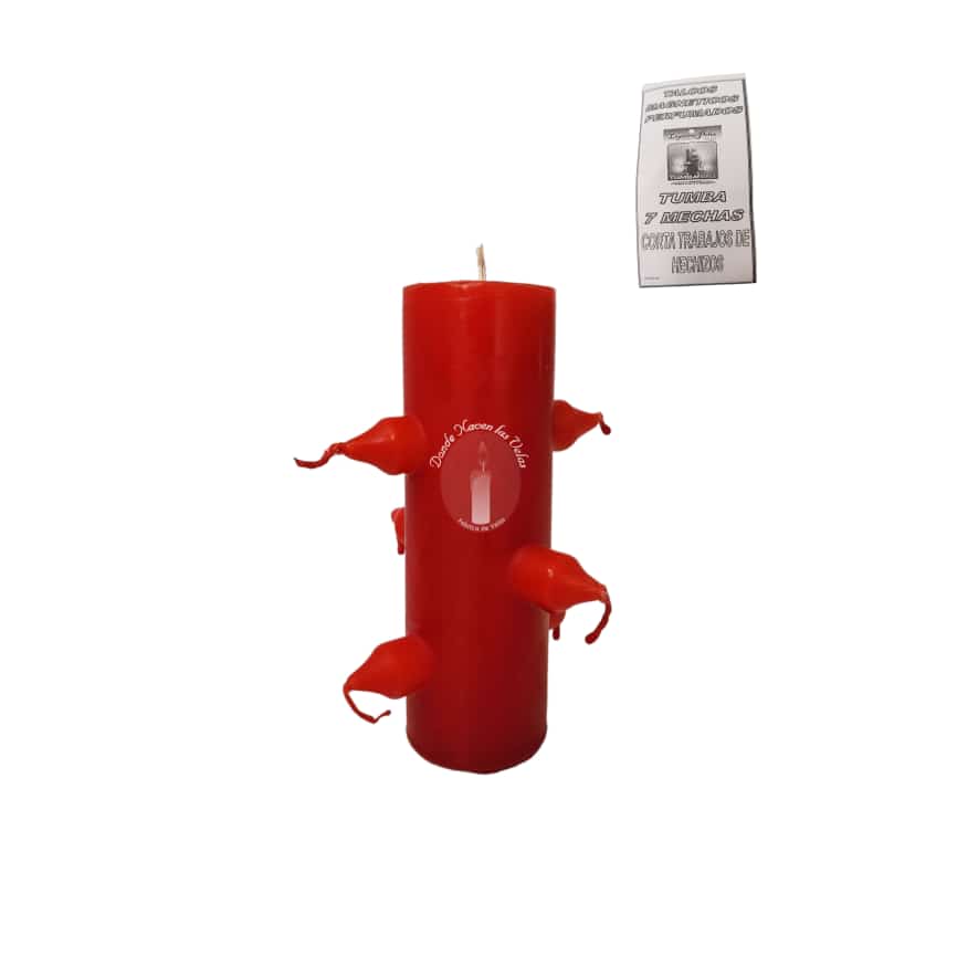 Velas 7 Mechas Incluye Talco Magnético Perfumado Rojo