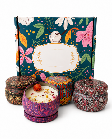 Velas Perfumadas Pack De 4 Con Flores Secas (m1015)