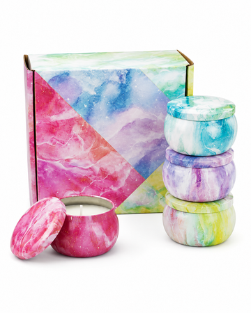 Velas Perfumadas Pack De 4 Con Flores Secas (m28)