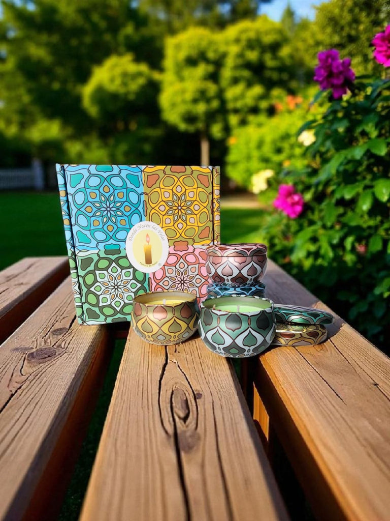 Velas Perfumadas Pack De 4 Con Flores Secas (1021)