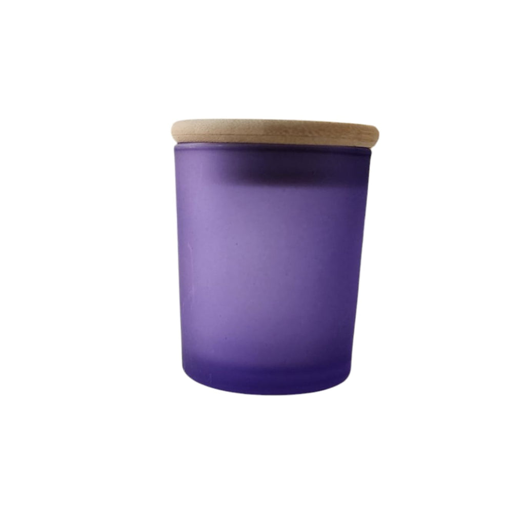 Frasco Vidrio con Tapa Madera, Morado