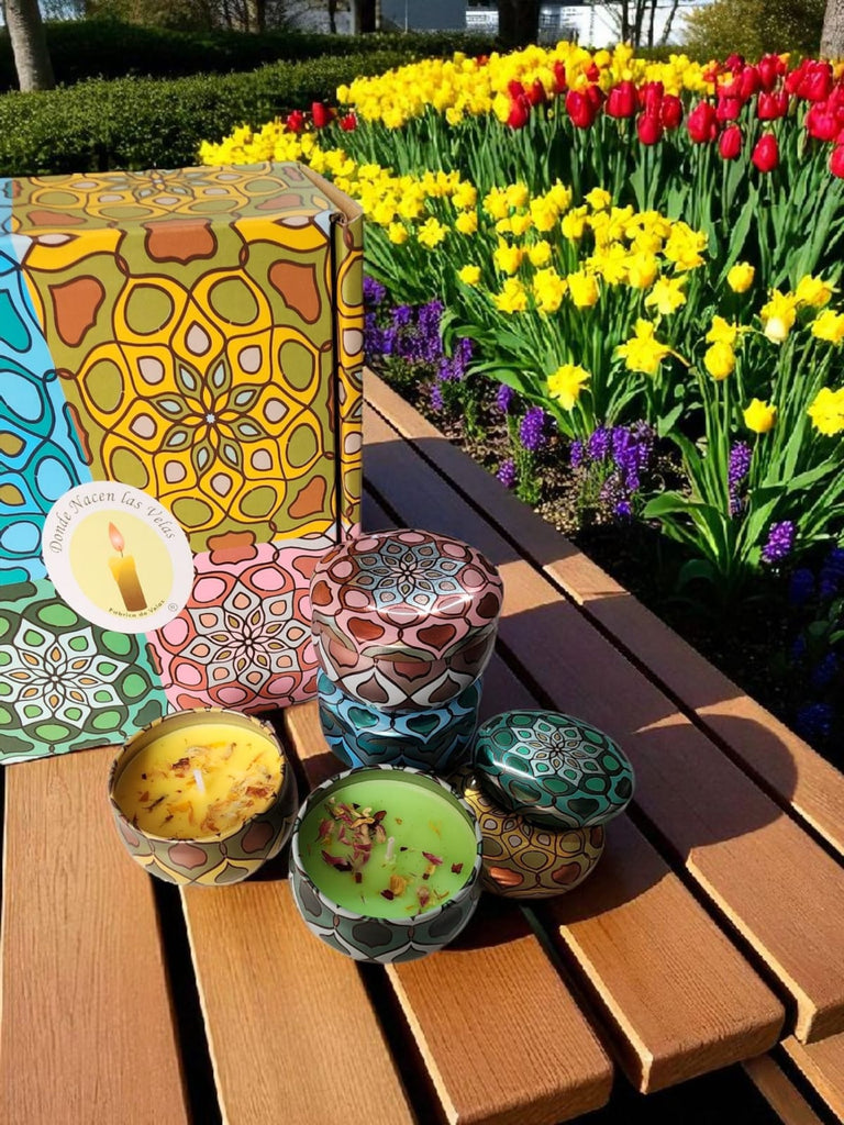 Velas Perfumadas Pack De 4 Con Flores Secas (1021)