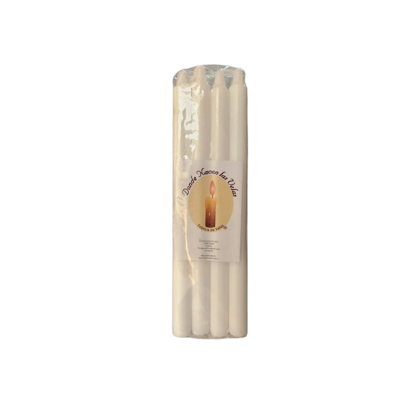 Vela Lisa color Blanca 23 cm Alto Pack 8