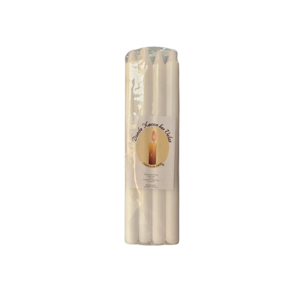 Vela Lisa color Blanca 23 cm Alto Pack 8