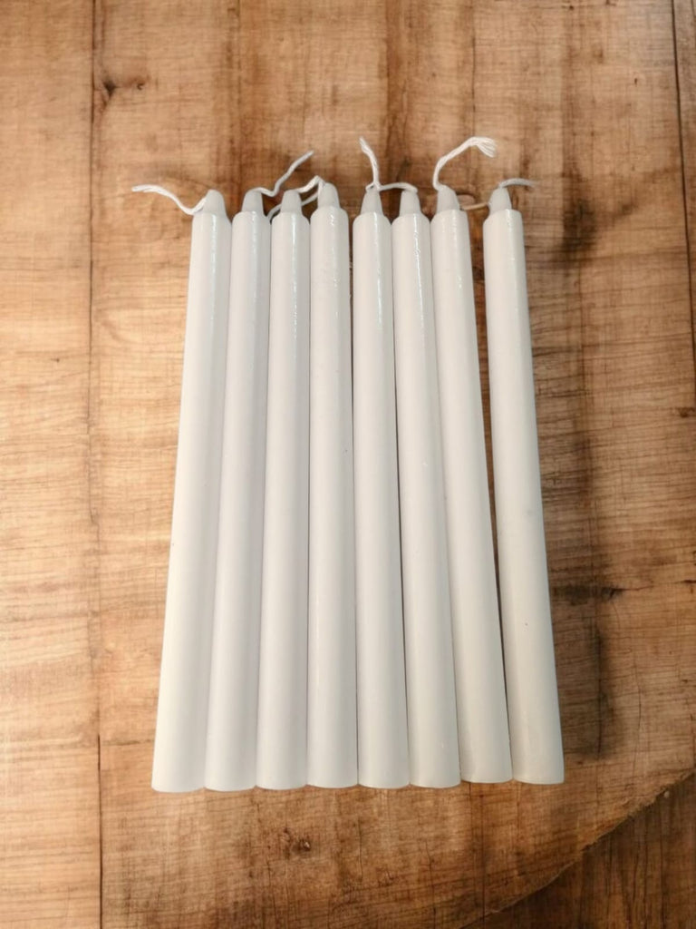 Vela Lisa color Blanca 23 cm Alto Pack 8