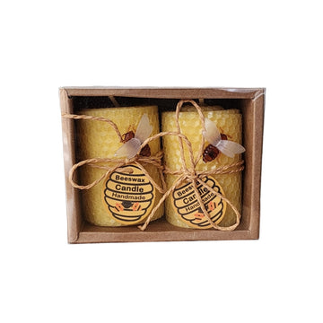 Pack 2 Cirios Miel Efecto Panel X2 (6.5cm alto x 4cm diametro)
