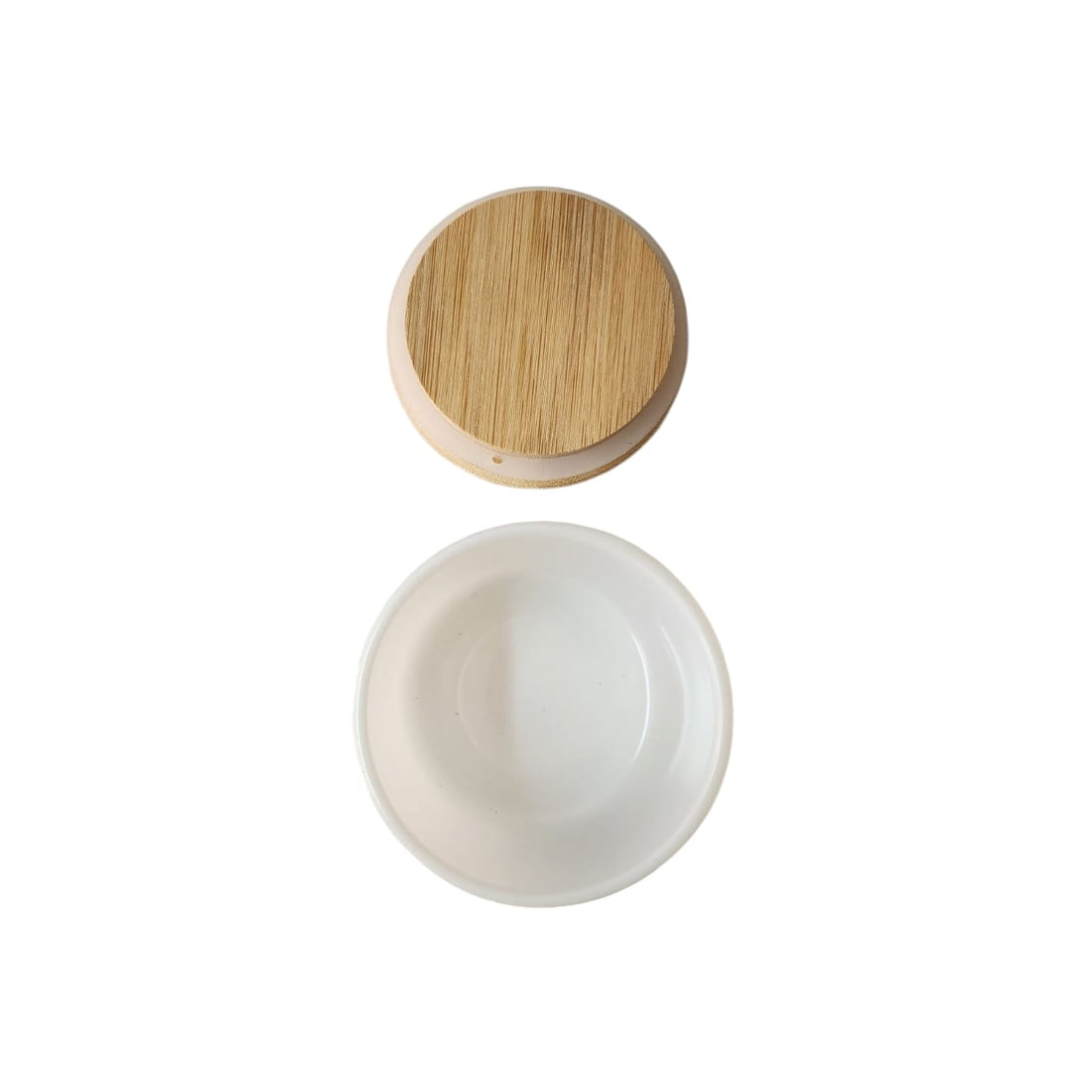 Frasco Vidrio con Tapa Madera, Blanco 90 ML