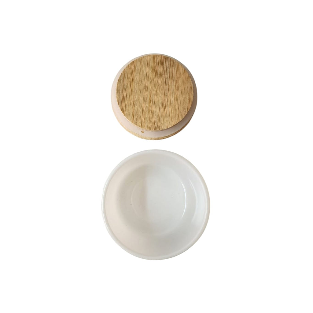 Frasco Vidrio con Tapa Madera, Blanco 90 ML