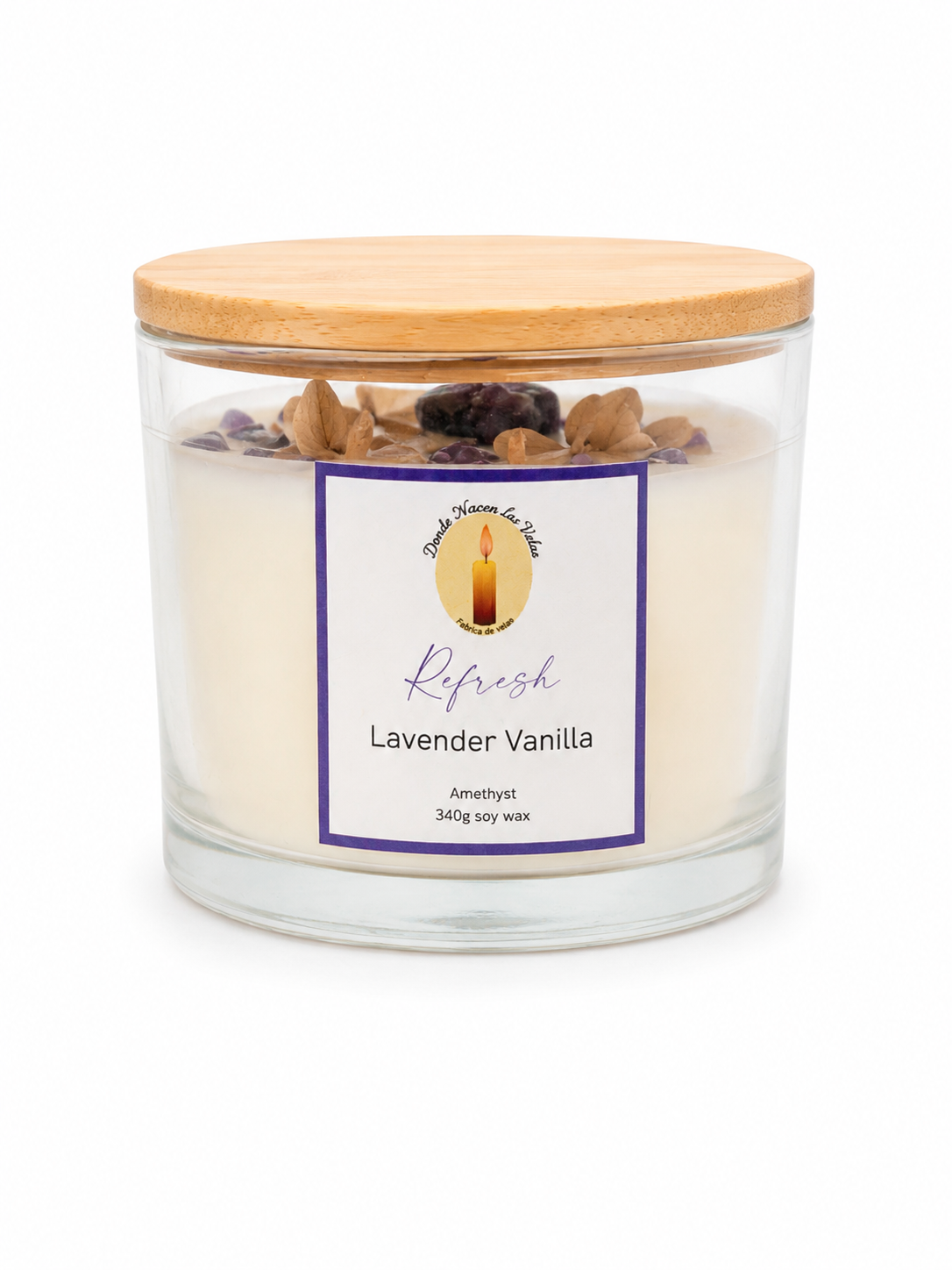 Velas Aromáticas Lavanda Y Vainilla, Amatista 340 Grs