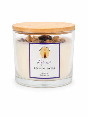Velas Aromáticas Lavanda Y Vainilla, Amatista 340 Grs