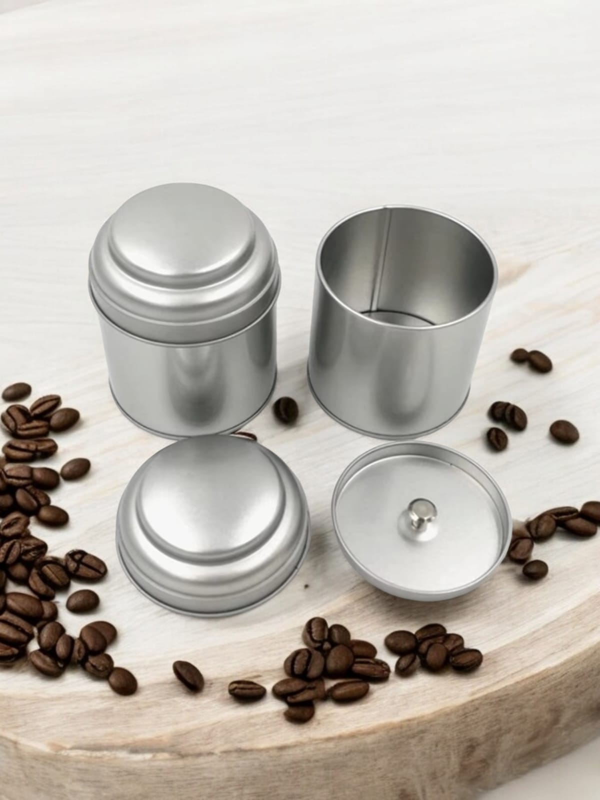 Lata para Velas, Doble tapa Gris (L131)