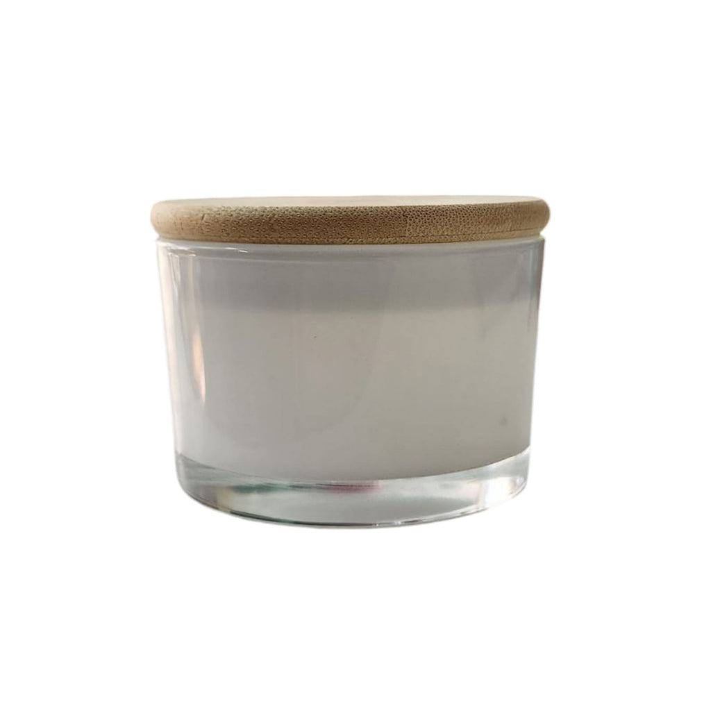Frasco Vidrio con Tapa Madera, Blanco 90 ML