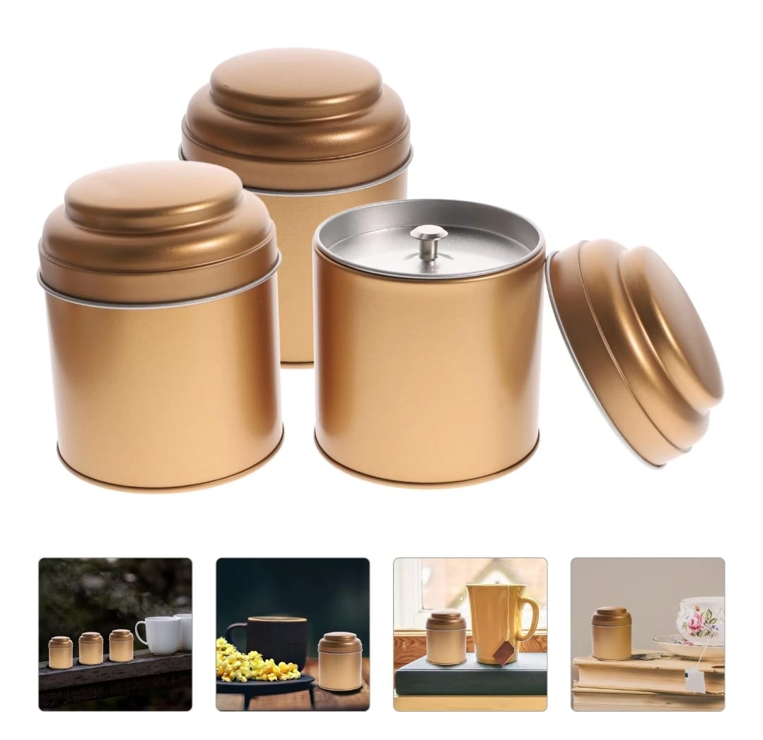 Lata para Velas, Doble tapa Dorado (L130)
