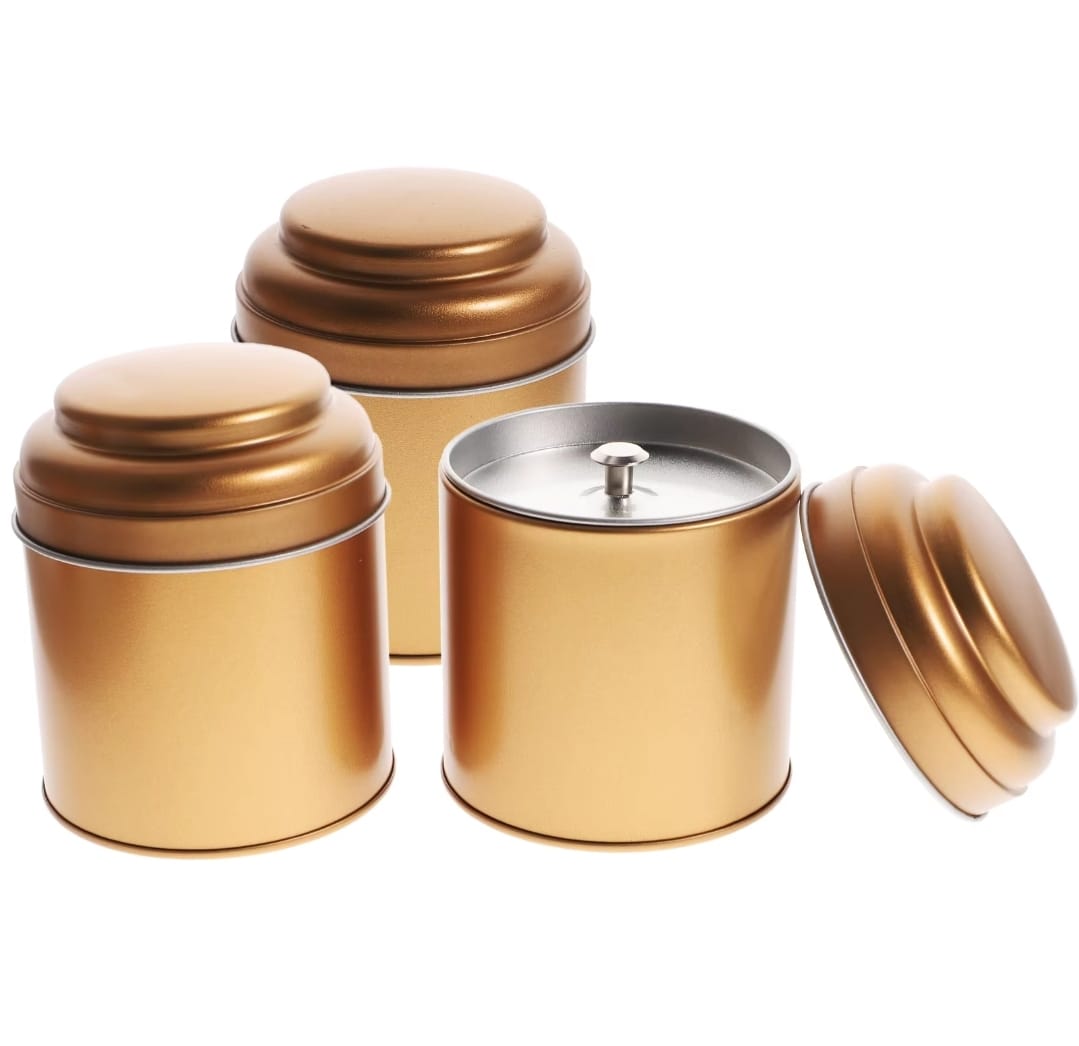 Lata para Velas, Doble tapa Dorado (L130)