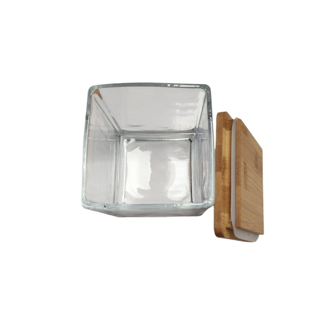 Frasco de Vidrio con Tapa  Madera Pequeño