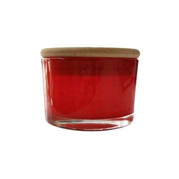 Frasco Vidrio con Tapa Madera, Rojo 90 ML