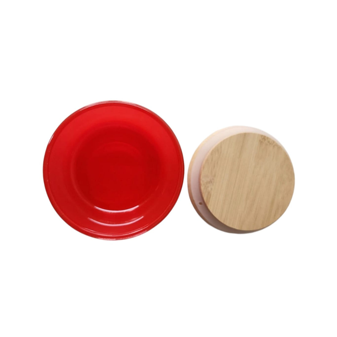 Frasco Vidrio con Tapa Madera, Rojo 90 ML