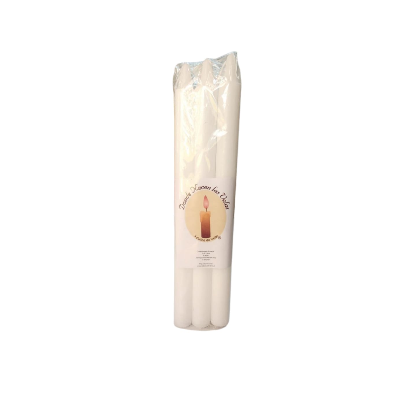 Vela Lisa color Blanca 25 cm Alto Pack 6