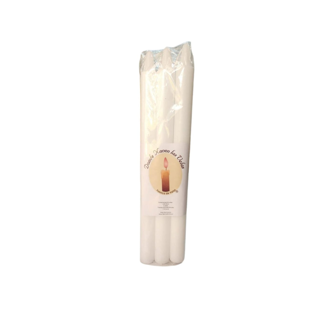 Vela Lisa color Blanca 25 cm Alto Pack 6