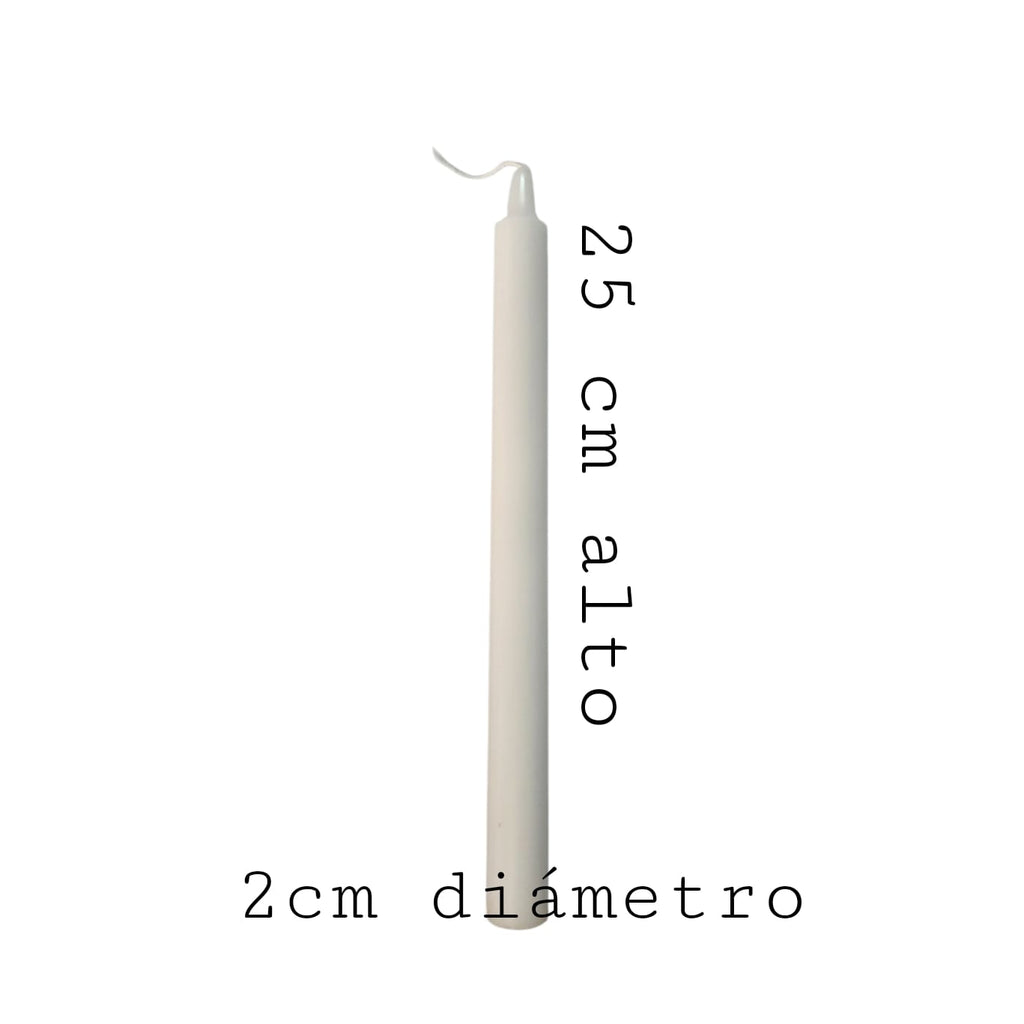Vela Lisa color Blanca 25 cm Alto Pack 6