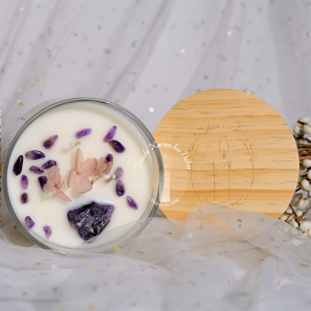 Velas Aromáticas Lavanda Y Vainilla, Amatista 340 Grs