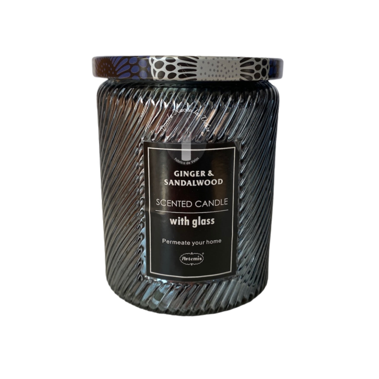 Vela Aromatica Jengibre Sandalo metalizada Vidrio L Gris