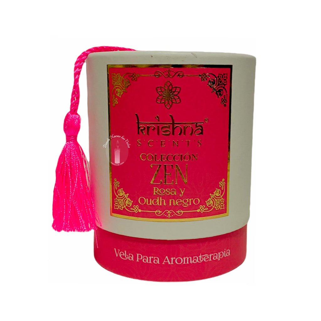 Vela Vidrio Krishna Zen Rosa y Oudh