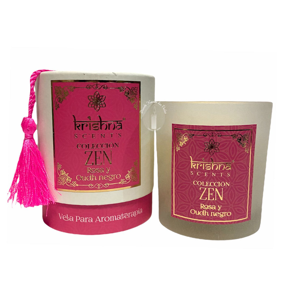 Vela Vidrio Krishna Zen Rosa y Oudh