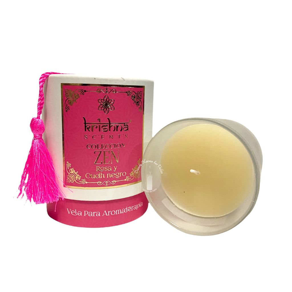 Vela Vidrio Krishna Zen Rosa y Oudh