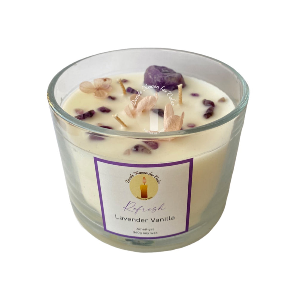 Velas Aromáticas Lavanda Y Vainilla, Amatista 340 Grs